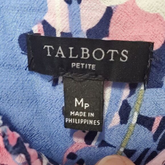 Talbots Petite Viscose Ruffle Neck Smocked Cuff Henley Popover Size MP - Picture 4 of 6